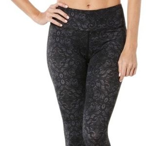 Peony & Me Black/Gray Brocade Print Leggings